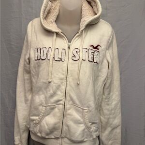 Hollister Y2K Vintage Fur Lined Hoodie-Cream
